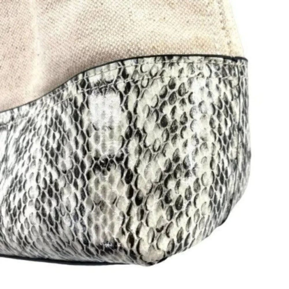 Alfani Hillary Canvas Hobo Shoulder Bag in Linen Snakeskin New